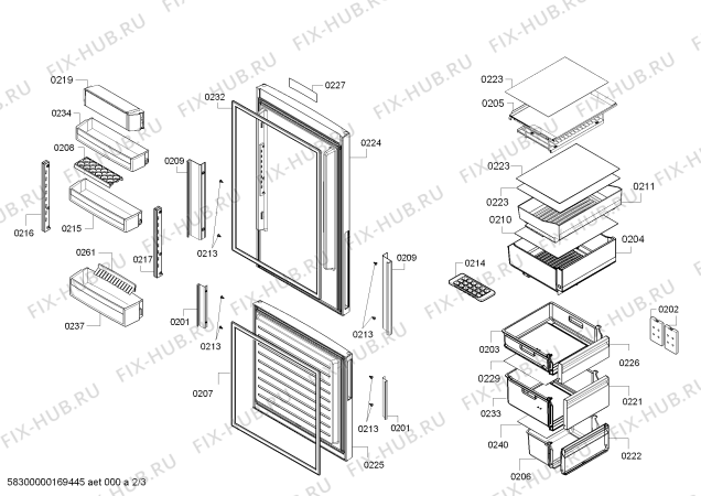 Схема №1 KGE39AW31 с изображением Дверь для холодильника Bosch 00710693