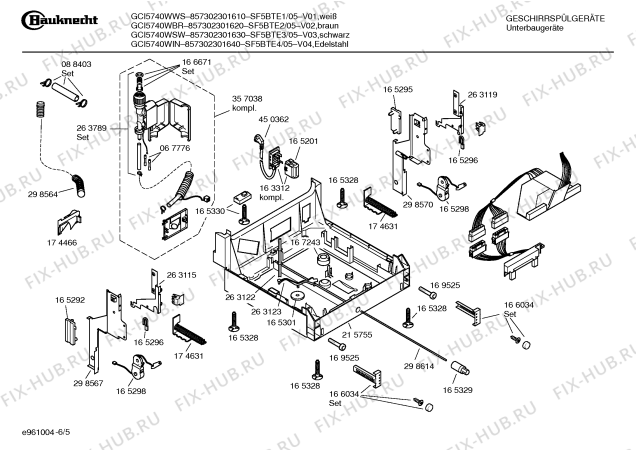 Схема №1 SF5BTE1 GCI5740WWS с изображением Планка для посудомойки Bosch 00362205