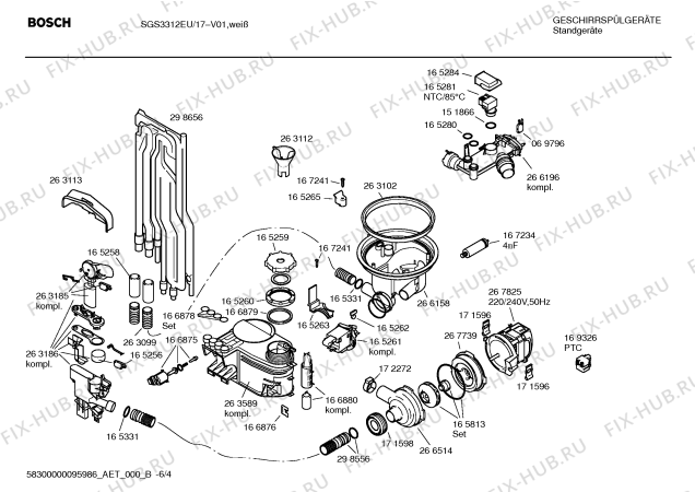 Взрыв-схема посудомоечной машины Bosch SGS3312EU - Схема узла 04
