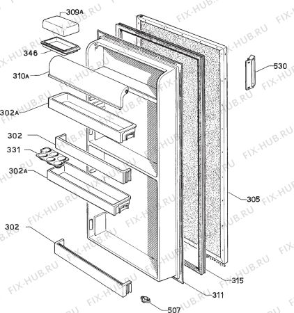 Взрыв-схема холодильника Zanussi DR85L - Схема узла Door 003