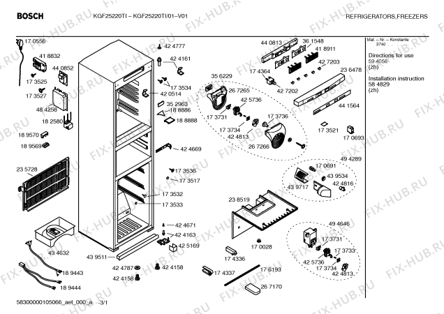 Схема №1 KGF25220TI с изображением Дверь для холодильной камеры Bosch 00242526