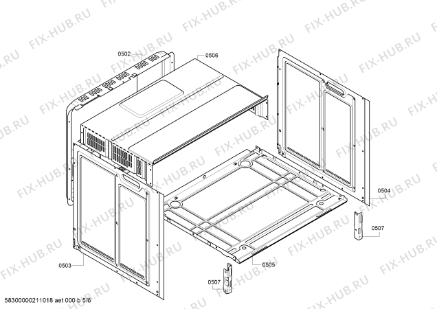 Взрыв-схема плиты (духовки) Bosch HBF534EB0Q - Схема узла 05