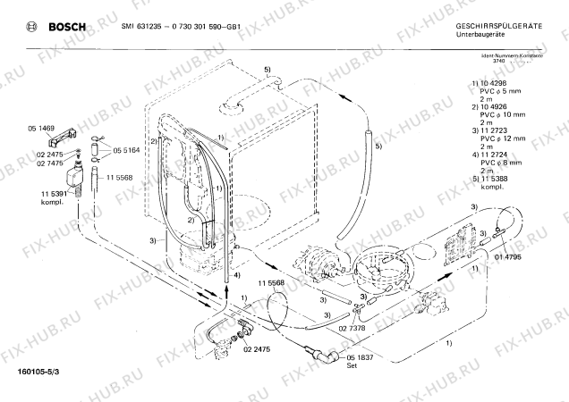 Взрыв-схема посудомоечной машины Bosch 0730301590 SMI631235 - Схема узла 03