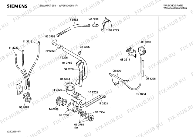 Взрыв-схема стиральной машины Siemens WV65100251 SIWAMAT 651 - Схема узла 04