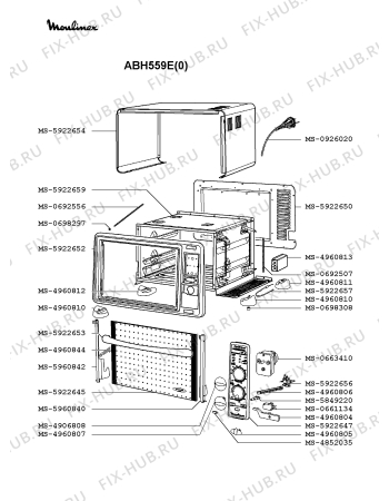 Взрыв-схема плиты (духовки) Moulinex ABH559E(0) - Схема узла 5P002110.1P2