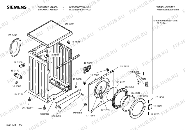 Взрыв-схема стиральной машины Siemens WXB860FF SIWAMAT XB860 - Схема узла 02