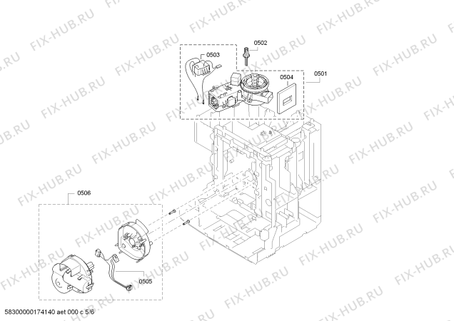 Взрыв-схема кофеварки (кофемашины) Bosch TES71181CN VeroBar AromaPro 100 - Схема узла 05