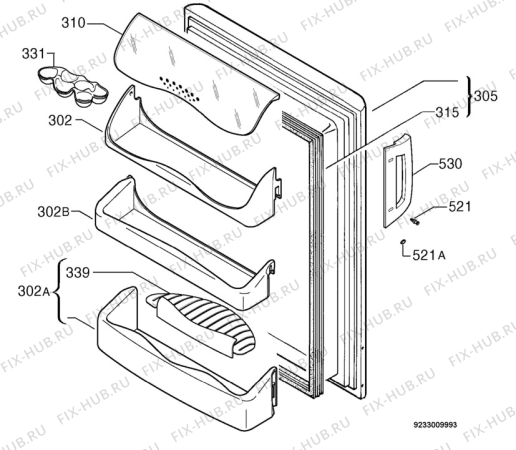 Взрыв-схема холодильника Zanussi Electrolux ZT185R3 - Схема узла Door 003