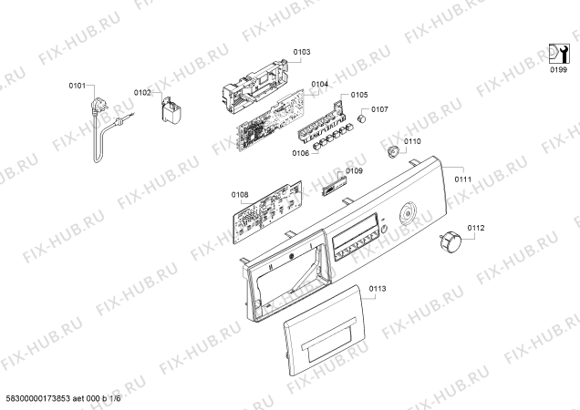 Схема №1 WAK282E25, Edition 25 с изображением Панель управления для стиралки Bosch 11009966