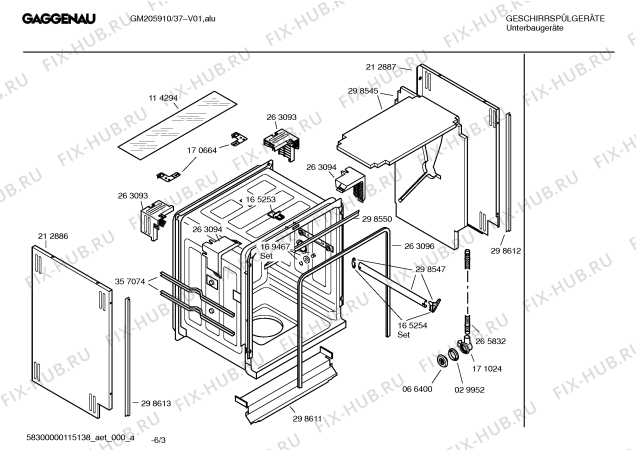 Схема №1 GM205910 с изображением Инструкция по эксплуатации Gaggenau для посудомойки Bosch 00527512