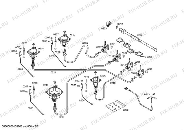 Взрыв-схема плиты (духовки) Bosch NGU4151DH - Схема узла 02