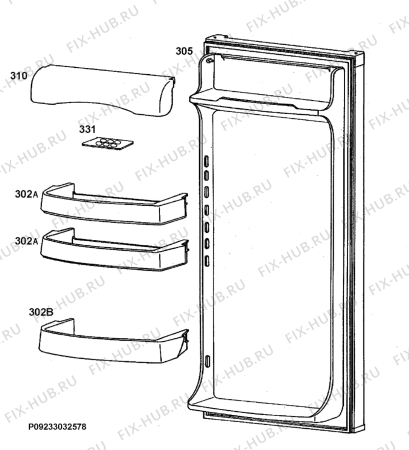 Взрыв-схема холодильника Iee R1272A+ - Схема узла Door 003