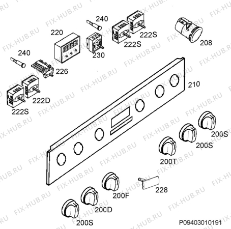 Взрыв-схема плиты (духовки) Aeg Electrolux 41016VH-WN GO7 - Схема узла Command panel 037