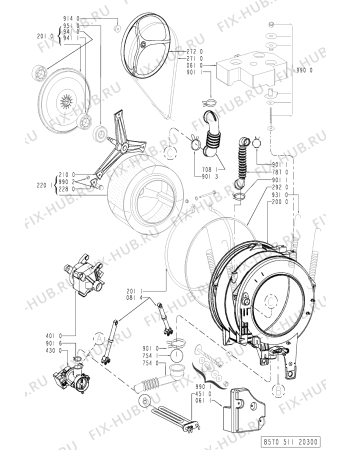 Схема №1 AWM 5110 с изображением Тумблер для стиральной машины Whirlpool 481228219672