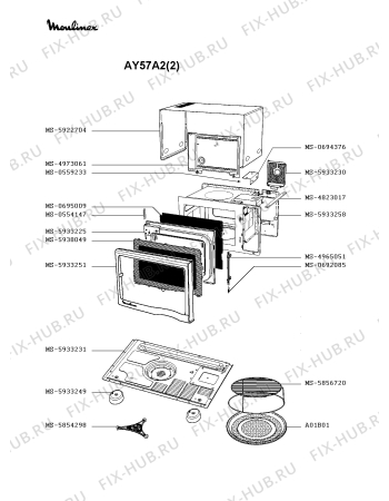 Взрыв-схема микроволновой печи Moulinex AY57A2(2) - Схема узла 8P002063.6P2