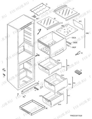 Взрыв-схема холодильника Electrolux ERB9052 - Схема узла Housing 001