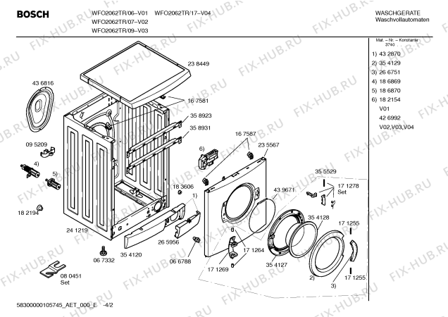 Схема №1 WFO2062TR Maxx WFO 2062 с изображением Инструкция по эксплуатации для стиральной машины Bosch 00590775