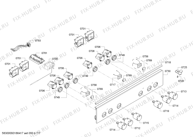 Взрыв-схема плиты (духовки) Bosch HCR724327V - Схема узла 07
