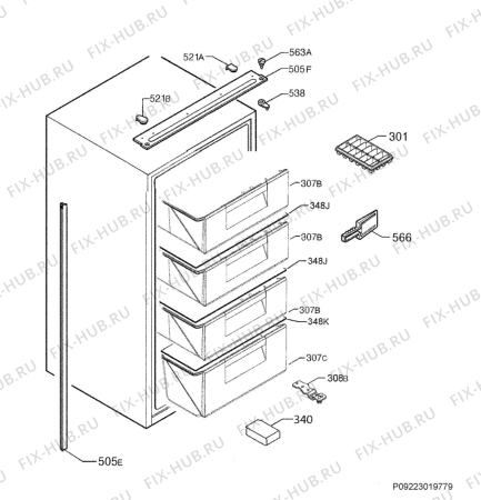 Взрыв-схема холодильника Ikea DJUPFRYSA 20376078 - Схема узла Housing 001