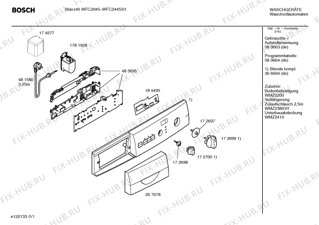 Схема №1 WFC2445 Maxx40 WFC2445 с изображением Панель управления для стиралки Bosch 00366604