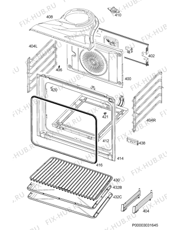 Взрыв-схема плиты (духовки) Electrolux OPEA4554X - Схема узла Oven