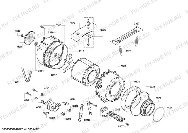 Взрыв-схема стиральной машины Bosch WAE283S1NL Bosch Maxx 7 VarioPerfect - Схема узла 03