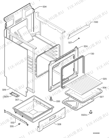 Взрыв-схема плиты (духовки) Rex Electrolux EKG651105W - Схема узла Housing 001