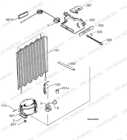 Взрыв-схема холодильника Electrolux EU6420C - Схема узла Cooling system 017