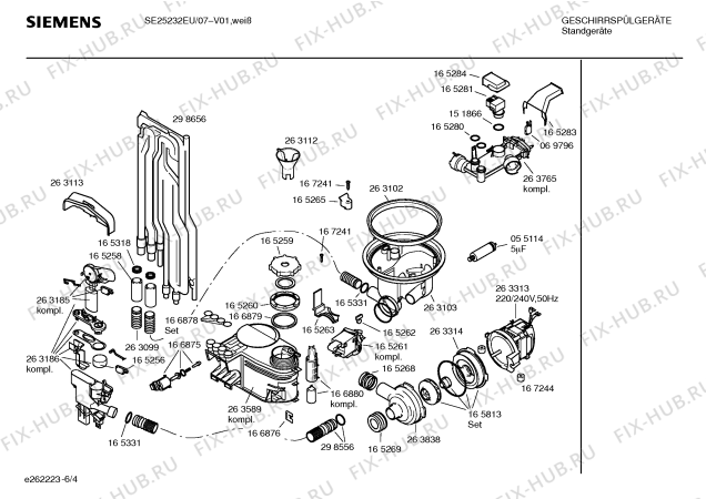 Взрыв-схема посудомоечной машины Siemens SE25232EU - Схема узла 04