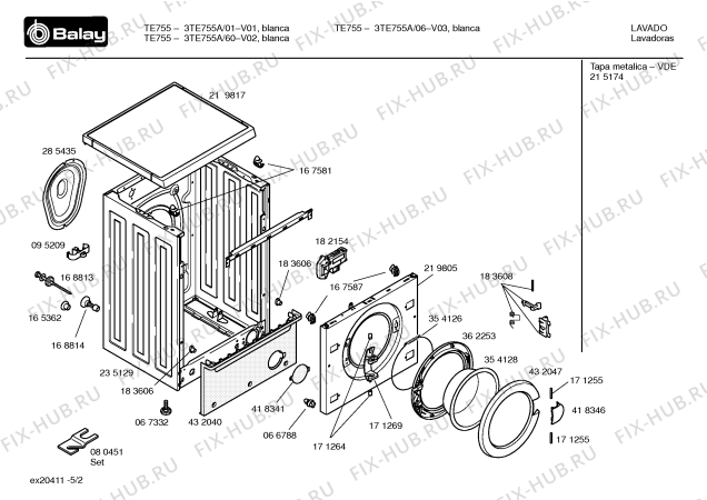 Схема №1 3TE755A TE755 с изображением Панель управления для стиральной машины Bosch 00432055