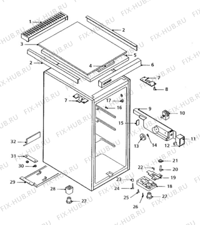 Взрыв-схема холодильника Tricity Bendix CPF43W - Схема узла Cabinet + armatures