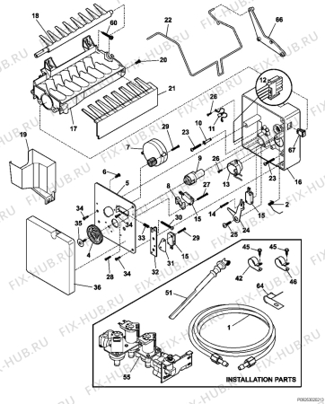 Взрыв-схема холодильника Electrolux ENL6298XX1 - Схема узла Icemaker