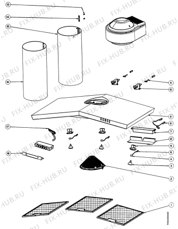 Взрыв-схема вытяжки Zanussi ZHC920X - Схема узла Section 1