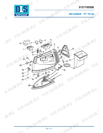 Схема №1 FA 35 с изображением Клавиша для электроутюга DELONGHI 533772