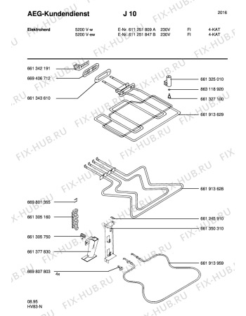 Взрыв-схема плиты (духовки) Aeg 5200V-W SF - Схема узла Section4
