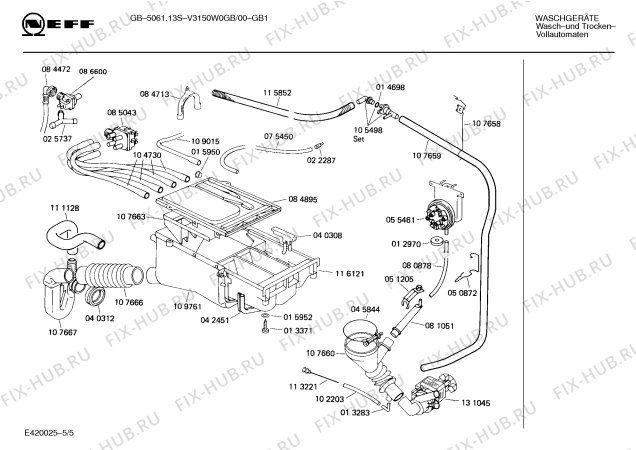 Взрыв-схема стиральной машины Neff V3150W0GB GB5061.13S - Схема узла 05