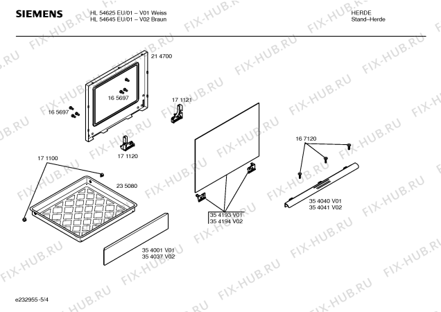 Взрыв-схема плиты (духовки) Siemens HL54645EU - Схема узла 04