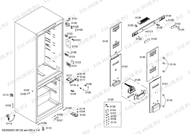 Схема №1 KDN40A63 с изображением Ремкомплект для холодильника Bosch 00614773