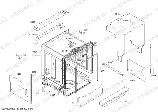 Взрыв-схема посудомоечной машины Siemens SN635X03GE extraKlasse - Схема узла 03