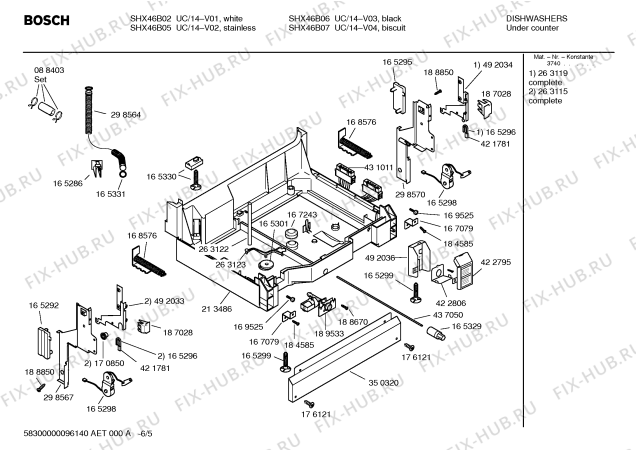 Взрыв-схема посудомоечной машины Bosch SHX46B02UC Bosch - Схема узла 05