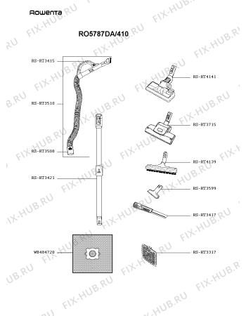 Взрыв-схема пылесоса Rowenta RO5787DA/410 - Схема узла TP005017.7P3