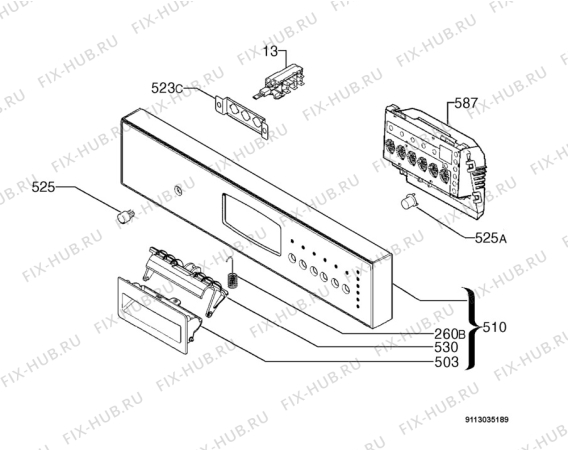 Взрыв-схема посудомоечной машины Novamatic GS925SIL - Схема узла Command panel 037