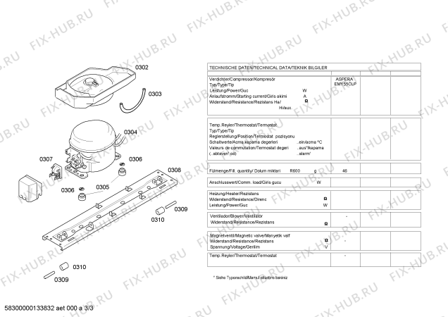Взрыв-схема холодильника Bosch KGN33X50 - Схема узла 03