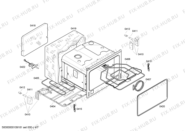Схема №1 C17E74S0GB с изображением Каталитическая панель для плиты (духовки) Bosch 00443842