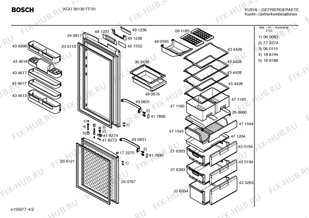 Взрыв-схема холодильника Bosch KGU36130FF - Схема узла 02