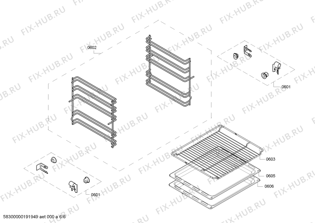 Взрыв-схема плиты (духовки) Bosch HCA744220R - Схема узла 06