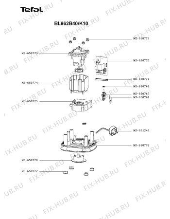 Взрыв-схема блендера (миксера) Tefal BL962B40/K10 - Схема узла XP005903.7P2