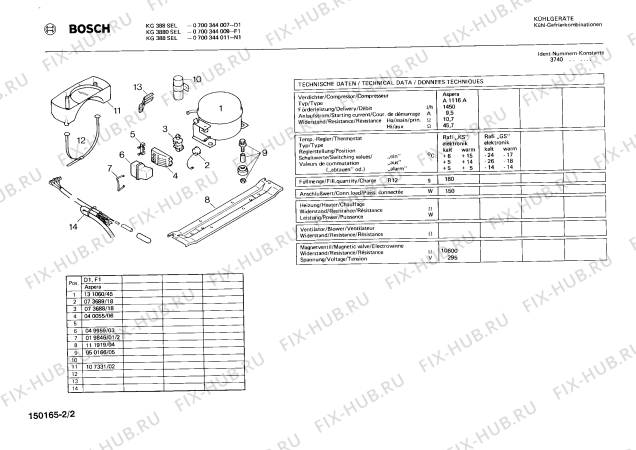 Взрыв-схема холодильника Bosch 0700344009 KG3880SEL - Схема узла 02