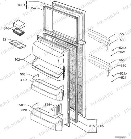 Взрыв-схема холодильника Aeg S70260DT - Схема узла Door 003