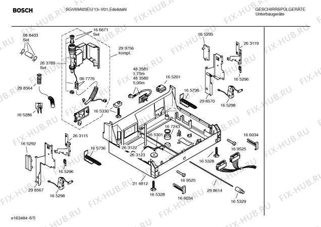 Взрыв-схема посудомоечной машины Bosch SGV69A03EU - Схема узла 05